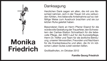Traueranzeige von Monika Friedrich von Pegnitz-Zeitung